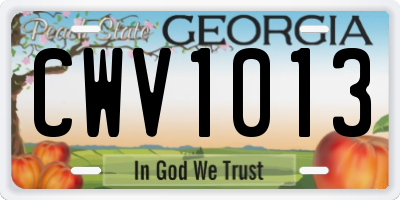GA license plate CWV1013