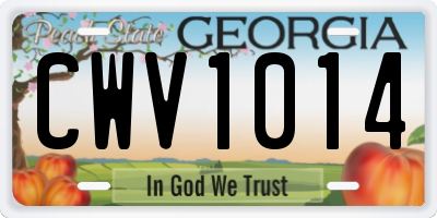 GA license plate CWV1014