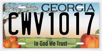 GA license plate CWV1017