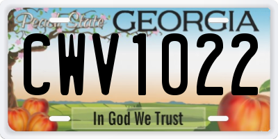 GA license plate CWV1022