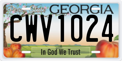 GA license plate CWV1024