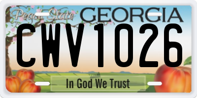 GA license plate CWV1026