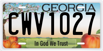 GA license plate CWV1027