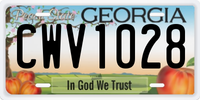 GA license plate CWV1028
