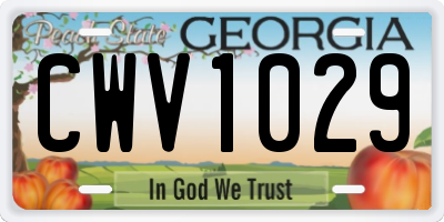 GA license plate CWV1029