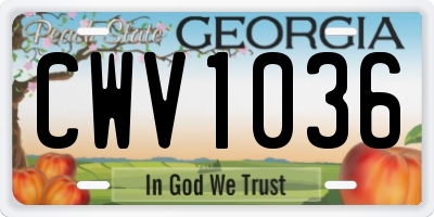 GA license plate CWV1036