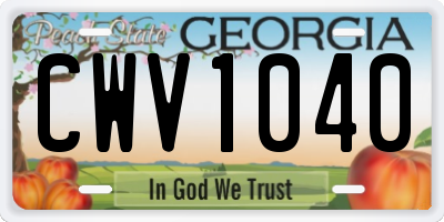 GA license plate CWV1040