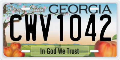 GA license plate CWV1042