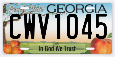 GA license plate CWV1045