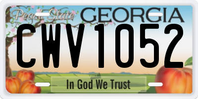 GA license plate CWV1052