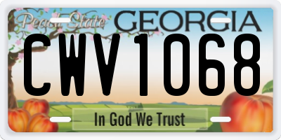 GA license plate CWV1068