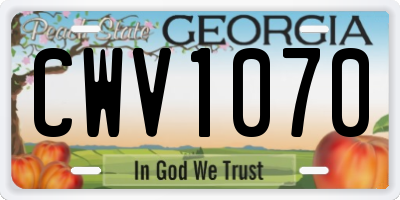 GA license plate CWV1070