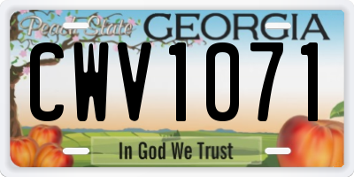 GA license plate CWV1071