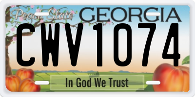 GA license plate CWV1074