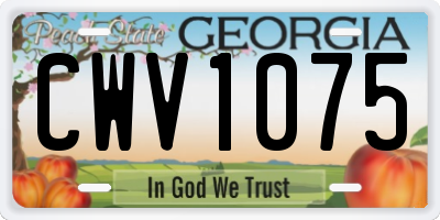 GA license plate CWV1075