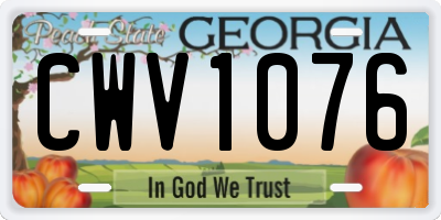 GA license plate CWV1076