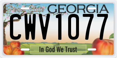 GA license plate CWV1077