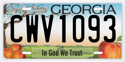 GA license plate CWV1093