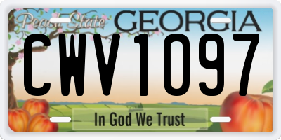 GA license plate CWV1097