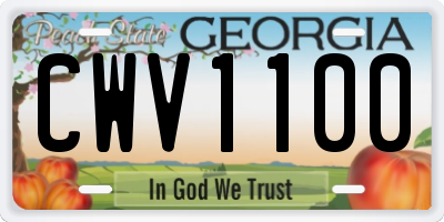 GA license plate CWV1100