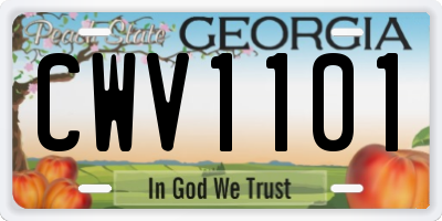 GA license plate CWV1101