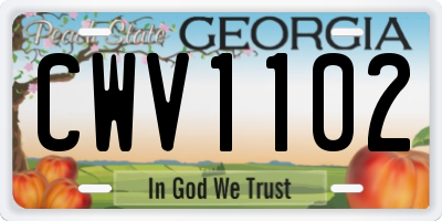 GA license plate CWV1102