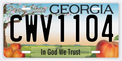 GA license plate CWV1104