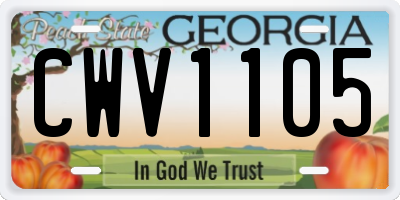GA license plate CWV1105