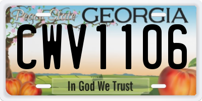 GA license plate CWV1106