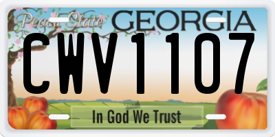 GA license plate CWV1107