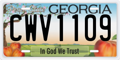 GA license plate CWV1109