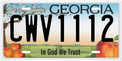 GA license plate CWV1112