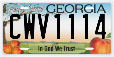 GA license plate CWV1114