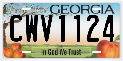 GA license plate CWV1124