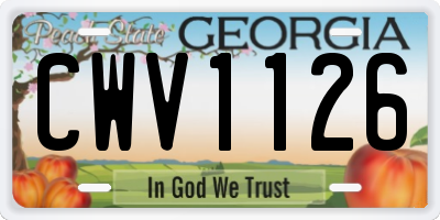 GA license plate CWV1126