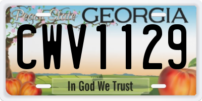 GA license plate CWV1129