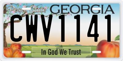 GA license plate CWV1141