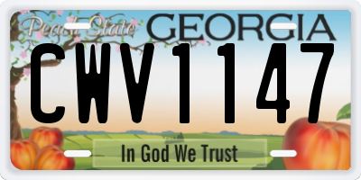 GA license plate CWV1147
