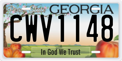 GA license plate CWV1148