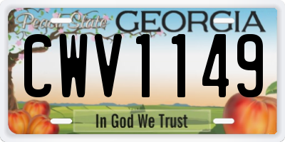 GA license plate CWV1149
