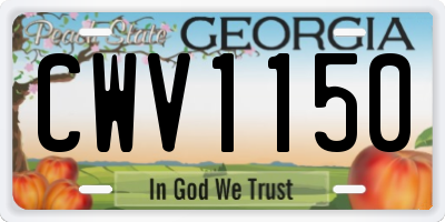 GA license plate CWV1150
