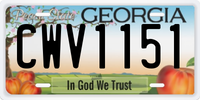 GA license plate CWV1151
