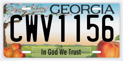 GA license plate CWV1156