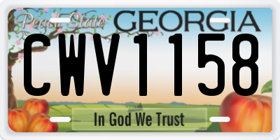 GA license plate CWV1158