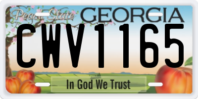 GA license plate CWV1165