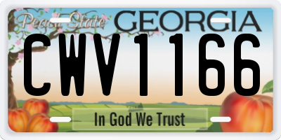 GA license plate CWV1166