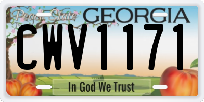 GA license plate CWV1171