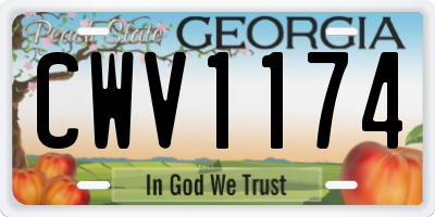 GA license plate CWV1174