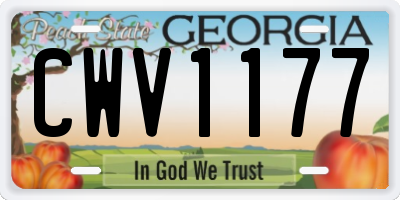 GA license plate CWV1177