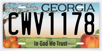 GA license plate CWV1178